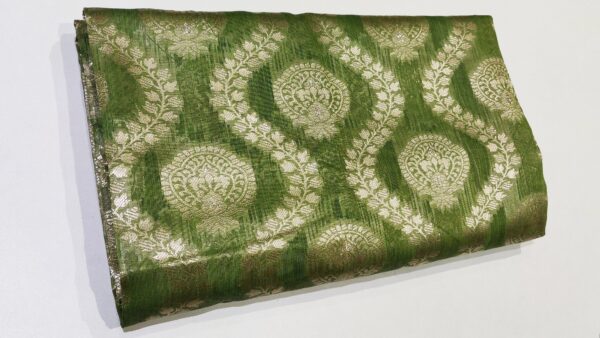 Banarasi cotton saree mehendi green