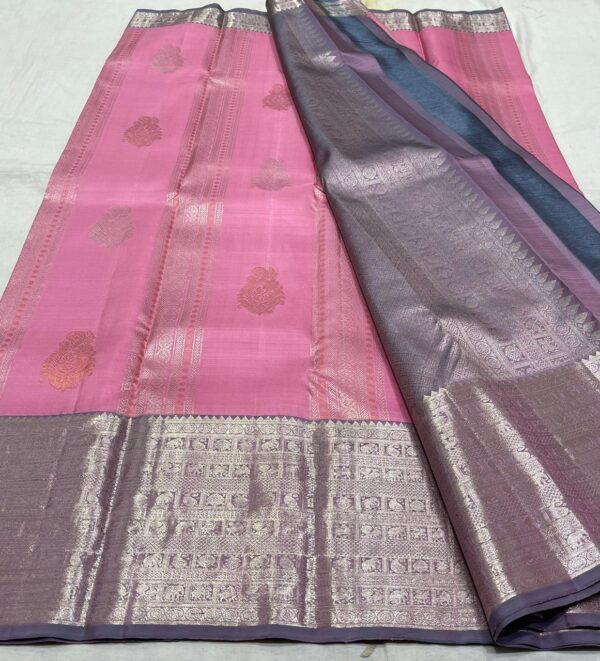 baby pink kanjivaram silk saree