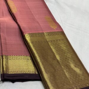 Kanjivaram Silk Saree in Dark Onion Pink with Magenta Border