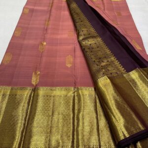 Kanjivaram Silk Saree in Dark Onion Pink with Magenta Border