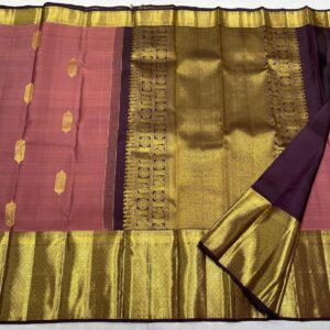 Kanjivaram Silk Saree in Dark Onion Pink with Magenta Border