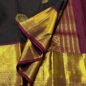 Kanjivaram Silk Saree in Black and Maroon Red