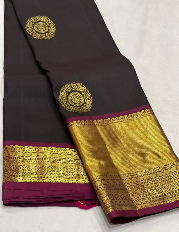 Kanjivaram Silk Saree in Black and Maroon Red