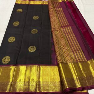 Kanjivaram Silk Saree in Black and Maroon Red