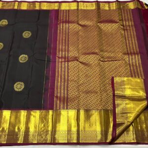 Kanjivaram Silk Saree in Black and Maroon Red