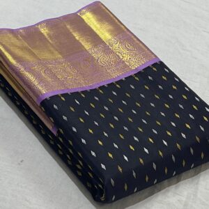 Black Kanjivaram saree With Lavender Border