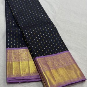 Black Kanjivaram saree With Lavender Border