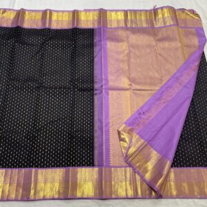 Black Kanjivaram saree With Lavender Border