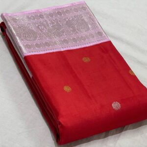 red kanjivaram saree with pink combination