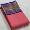 Coral Pink Kanjivaram Saree With Royal Blue In Korvai Weaving