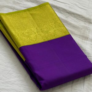 Kanchipuram Silk Saree In Purple With Green combination