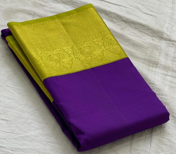 Kanchipuram Silk Saree In Purple With Green combination