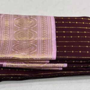 Pure Kanjivaram Saree In Coffee brown With Pink Border