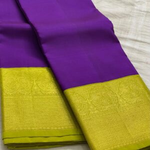 Kanchipuram Silk Saree In Purple With Green combination