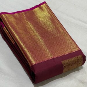 Maroon red kanjivaram silk sareesIn Simple Butta Design For Bride