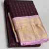 Pure Kanjivaram Saree In Coffee brown With Pink Border