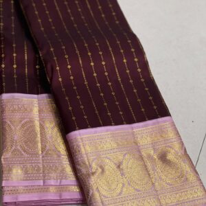 Pure Kanjivaram Saree In Coffee brown With Pink Border