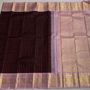 Pure Kanjivaram Saree In Coffee brown With Pink Border