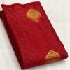 Red Borderless Kanchipuram Saree In checks With Butta