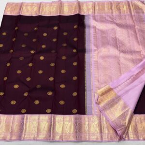 Original Kanjivaram saree In Coffee With Lavender