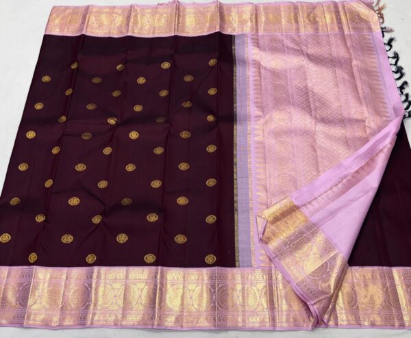 Original Kanjivaram saree In Coffee With Lavender