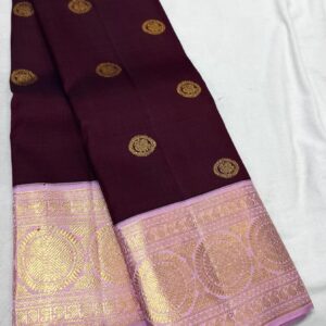 Original Kanjivaram saree In Coffee With Lavender