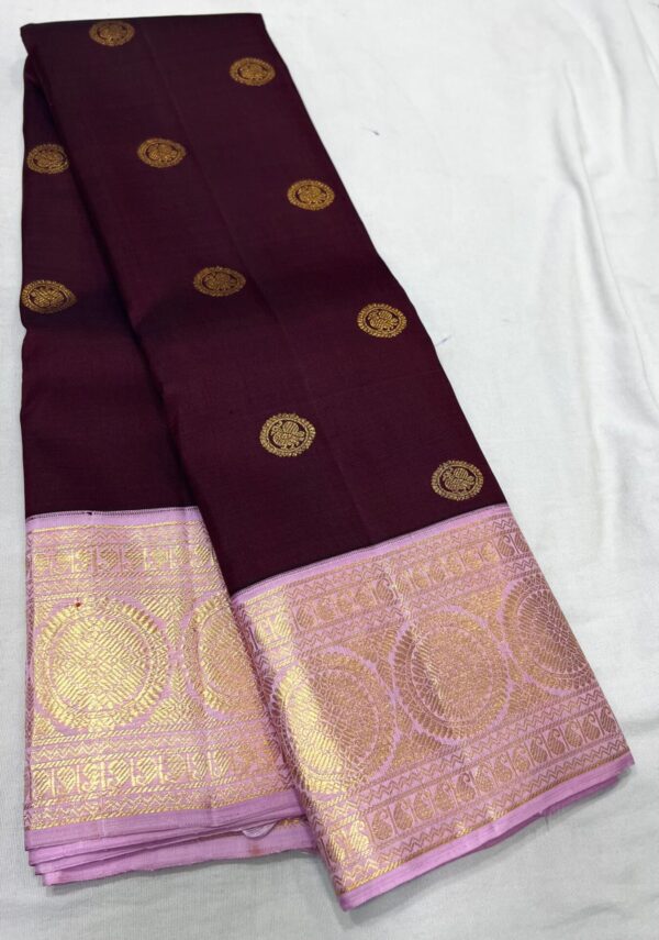 Original Kanjivaram saree In Coffee With Lavender