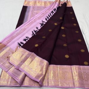 Original Kanjivaram saree In Coffee With Lavender