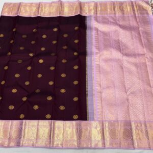 Original Kanjivaram saree In Coffee With Lavender