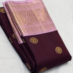 Original Kanjivaram saree In Coffee With Lavender