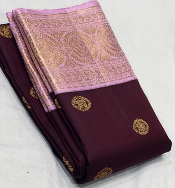 Original Kanjivaram saree In Coffee With Lavender