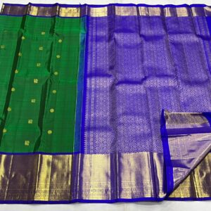 Bottle Green With Blue Kanjivaram silk saree