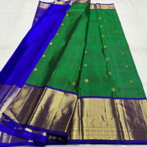 Bottle Green With Blue Kanjivaram silk saree