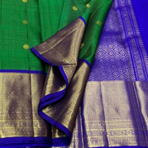 Bottle Green With Blue Kanjivaram silk saree