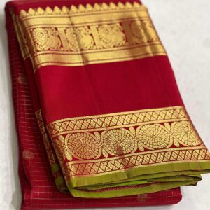 Pure Handloom Red Kanjivaram silk saree KKSR0063