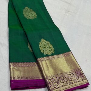 Kanchipuram Silk Saree in Bottle Green with Magenta Border