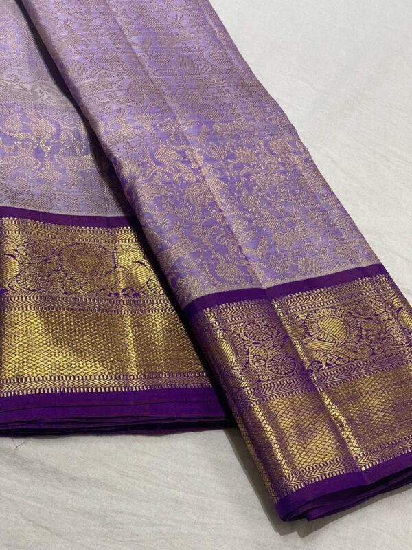 Lavender Kanjivaram Silk Saree with Purple Border