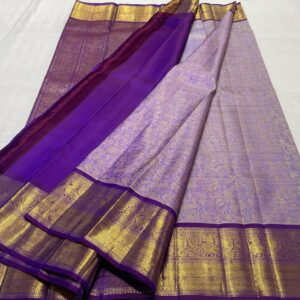 Lavender Kanjivaram Silk Saree with Purple Border