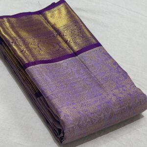 Lavender Kanjivaram Silk Saree with Purple Border