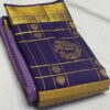 Kanjivaram Silk Saree in Dark Lavender with Ink Blue Border and Gold Zari Brocade