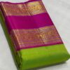 Kanjivaram Silk Saree in Parrot Green with Rani Pink Border