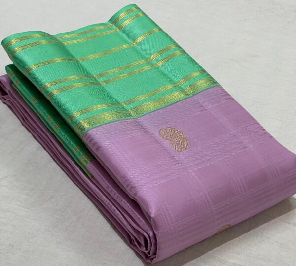 Kanjivaram Silk Saree in Pastel Pink with Pastel Green