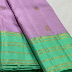 Kanjivaram Silk Saree in Pastel Pink with Pastel Green