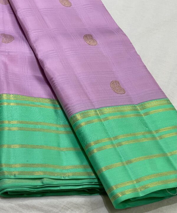 Kanjivaram Silk Saree in Pastel Pink with Pastel Green