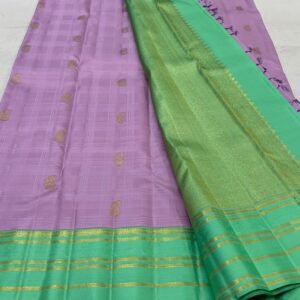 Kanjivaram Silk Saree in Pastel Pink with Pastel Green