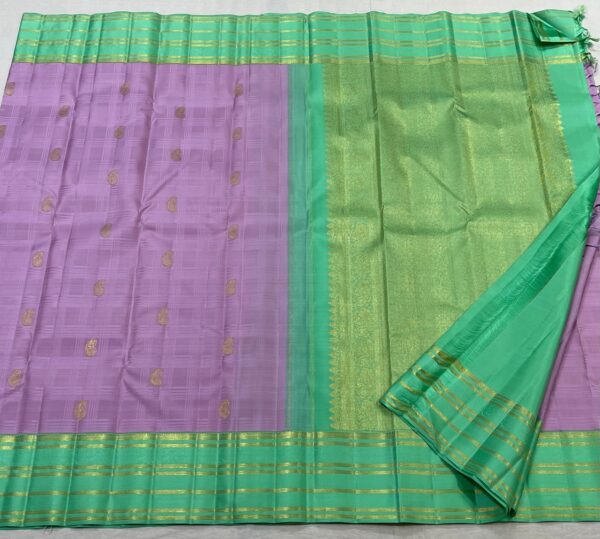 Kanjivaram Silk Saree in Pastel Pink with Pastel Green