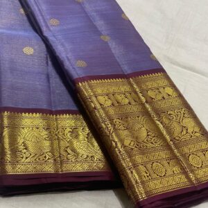 Kanjivaram Silk Saree in Lavender and Coffee Brown