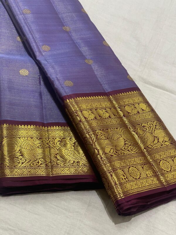 Kanjivaram Silk Saree in Lavender and Coffee Brown