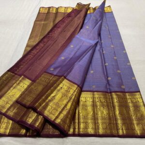 Kanjivaram Silk Saree in Lavender and Coffee Brown