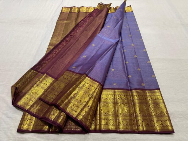 Kanjivaram Silk Saree in Lavender and Coffee Brown